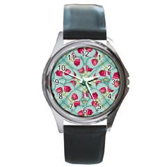 Love Motif Pattern Print Round Metal Watch by dflcprints