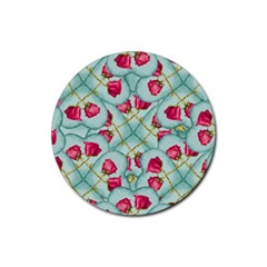 Love Motif Pattern Print Rubber Round Coaster (4 Pack)  by dflcprints