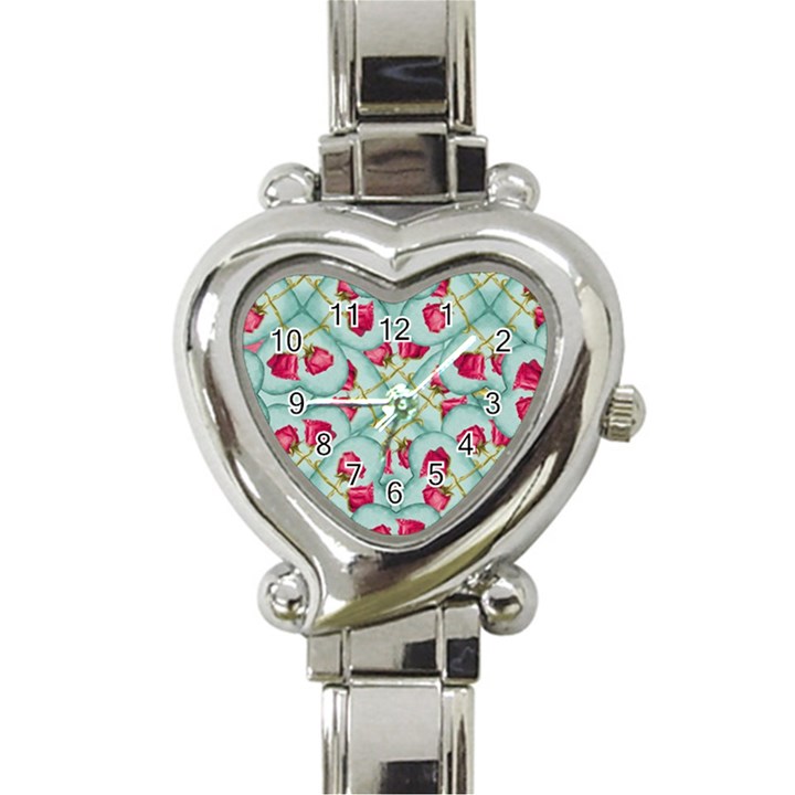 Love Motif Pattern Print Heart Italian Charm Watch