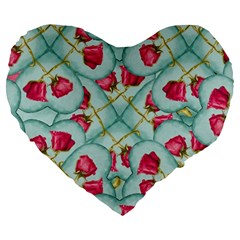 Love Motif Pattern Print Large 19  Premium Heart Shape Cushions