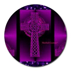 Purple Celtic Cross Round Mousepads by morbidcouture