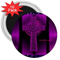 Purple Celtic Cross 3  Magnets (10 Pack)  by morbidcouture