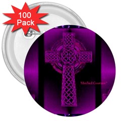 Purple Celtic Cross 3  Buttons (100 Pack)  by morbidcouture