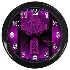 Purple Celtic Cross Wall Clocks (black)