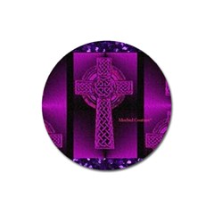 Purple Celtic Cross Magnet 3  (round)