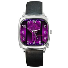 Purple Celtic Cross Square Metal Watch by morbidcouture