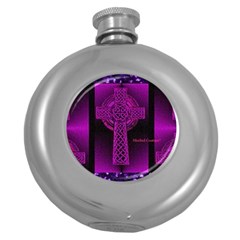 Purple Celtic Cross Round Hip Flask (5 Oz) by morbidcouture