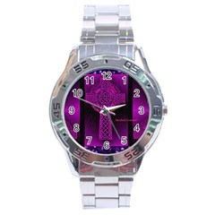 Purple Celtic Cross Stainless Steel Analogue Watch