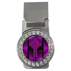 Purple Celtic Cross Money Clips (cz)  by morbidcouture