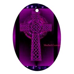 Purple Celtic Cross Oval Ornament (two Sides) by morbidcouture