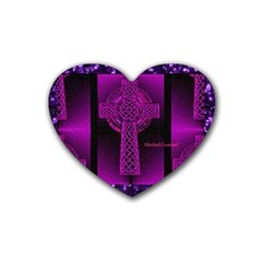 Purple Celtic Cross Rubber Coaster (heart)  by morbidcouture