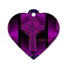 Purple Celtic Cross Dog Tag Heart (one Side) by morbidcouture