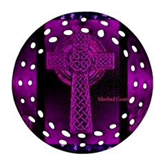 Purple Celtic Cross Round Filigree Ornament (2side) by morbidcouture