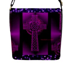 Purple Celtic Cross Flap Messenger Bag (l)  by morbidcouture