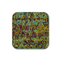 Multicolored Digital Grunge Print Rubber Square Coaster (4 Pack)  by dflcprints