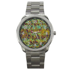 Multicolored Digital Grunge Print Sport Metal Watch by dflcprints