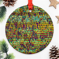 Multicolored Digital Grunge Print Round Ornament (two Sides)  by dflcprints