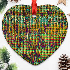 Multicolored Digital Grunge Print Heart Ornament (2 Sides) by dflcprints