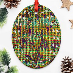 Multicolored Digital Grunge Print Ornament (oval Filigree) 