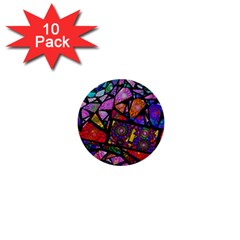 Fractal Stained Glass 1  Mini Buttons (10 Pack)  by WolfepawFractals