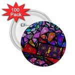 Fractal Stained Glass 2.25  Buttons (100 pack)  Front