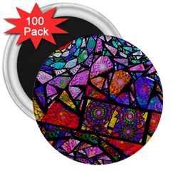 Fractal Stained Glass 3  Magnets (100 Pack) by WolfepawFractals