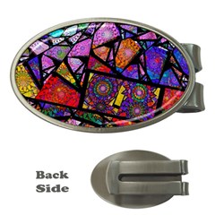 Fractal Stained Glass Money Clips (oval)  by WolfepawFractals