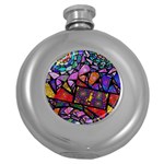 Fractal Stained Glass Round Hip Flask (5 oz) Front