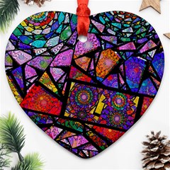 Fractal Stained Glass Heart Ornament (2 Sides) by WolfepawFractals