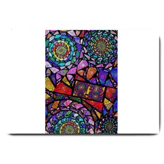 Fractal Stained Glass Large Doormat  by WolfepawFractals