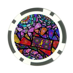 Fractal Stained Glass Poker Chip Card Guards by WolfepawFractals