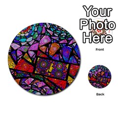 Fractal Stained Glass Multi-purpose Cards (round)  by WolfepawFractals