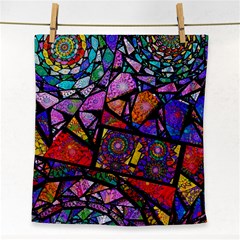 Fractal Stained Glass Face Towel by WolfepawFractals