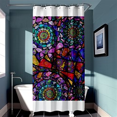 Fractal Stained Glass Shower Curtain 36  X 72  (stall)  by WolfepawFractals