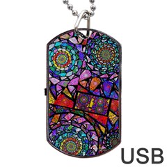 Fractal Stained Glass Dog Tag Usb Flash (one Side) by WolfepawFractals