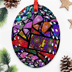 Fractal Stained Glass Oval Filigree Ornament (2-side) 