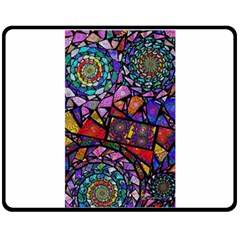 Fractal Stained Glass Double Sided Fleece Blanket (medium)  by WolfepawFractals