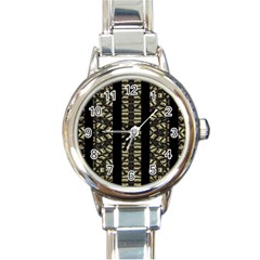 Vertical Stripes Tribal Print Round Italian Charm Watch by dflcprints