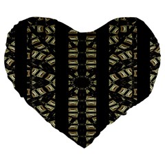 Vertical Stripes Tribal Print Large 19  Premium Flano Heart Shape Cushions by dflcprints