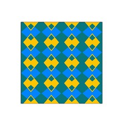 Blue Yellow Rhombus Pattern                                                                           Satin Bandana Scarf by LalyLauraFLM