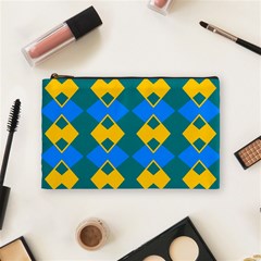 Blue Yellow Rhombus Pattern                                                                           Cosmetic Bag by LalyLauraFLM