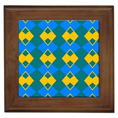 Blue Yellow Rhombus Pattern                                                                           			framed Tile by LalyLauraFLM