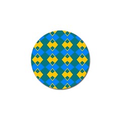 Blue Yellow Rhombus Pattern                                                                           			golf Ball Marker (4 Pack) by LalyLauraFLM