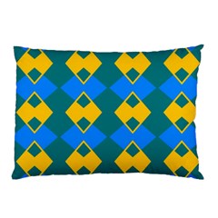 Blue Yellow Rhombus Pattern                                                                           			pillow Case by LalyLauraFLM