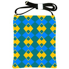 Blue Yellow Rhombus Pattern                                                                           			shoulder Sling Bag by LalyLauraFLM