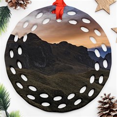 Sunset Scane At Cajas National Park In Cuenca Ecuador Round Filigree Ornament (2side) by dflcprints