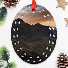 Sunset Scane At Cajas National Park In Cuenca Ecuador Ornament (oval Filigree) 