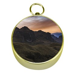 Sunset Scane At Cajas National Park In Cuenca Ecuador Gold Compasses by dflcprints