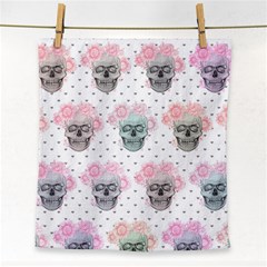 Floral Skull Cushion  Face Towel by Coralascanbe