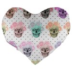 Floral Skull Sketch Large 19  Premium Heart Shape Cushions Back